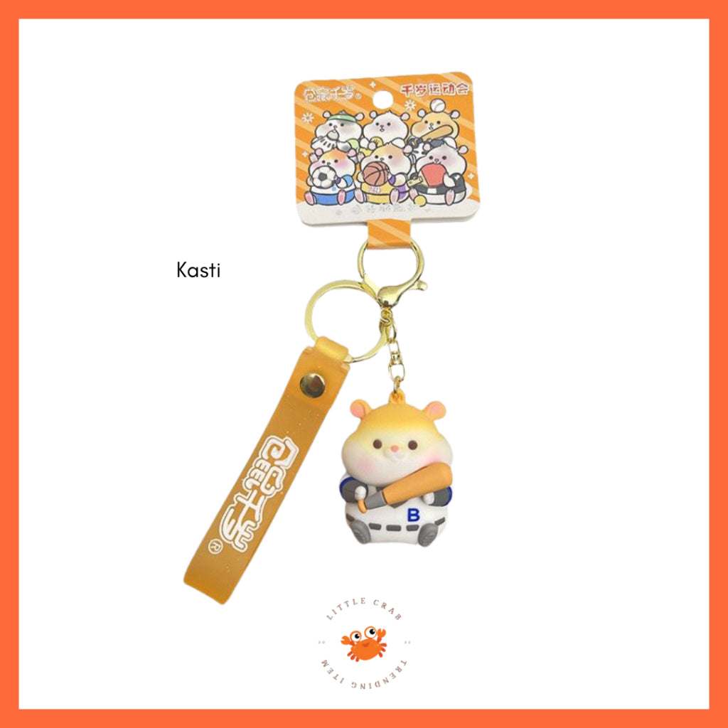 Pekanbaru Gantungan Kunci Hamster Olahraga Sport Keychain Gemoy Chubby Pet Aesthetic Cartoon