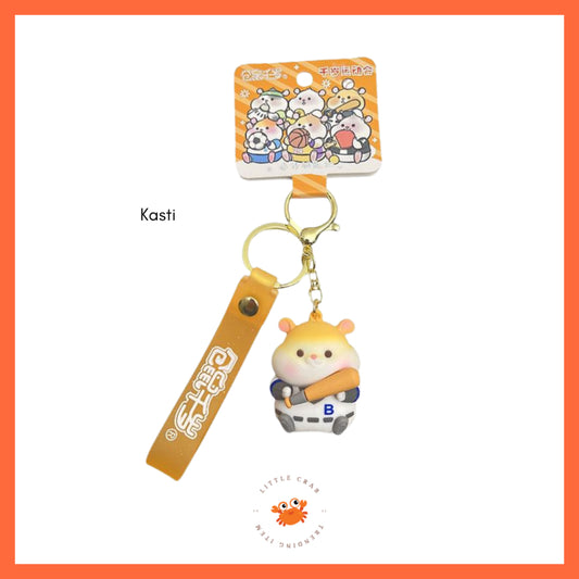Pekanbaru Gantungan Kunci Hamster Olahraga Sport Keychain Gemoy Chubby Pet Aesthetic Cartoon