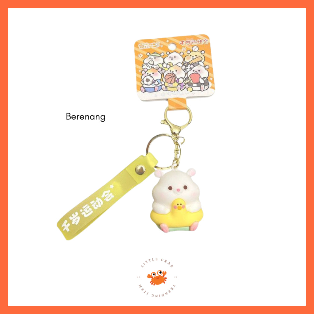 Pekanbaru Gantungan Kunci Hamster Olahraga Sport Keychain Gemoy Chubby Pet Aesthetic Cartoon