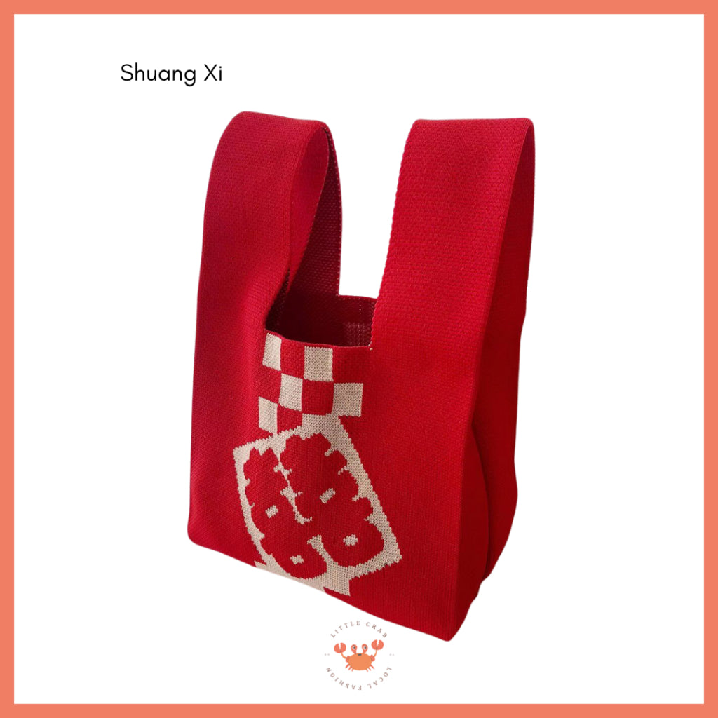 Pekanbaru Tas Rajut Bangkok All Motif Knit Knot Bag Mini Totebag Buffalow Unik Kanvas Premium