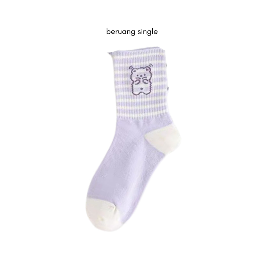 Pekanbaru Kaos Kaki Panjang Lilac Beruang Ungu Putih Unik Lucu Berkualitas Long Socks Aesthetic
