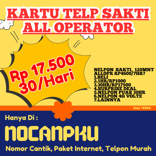 Pekanbaru Kartu Promo Paket Nelp SAKTI ALL OPERATOR Hanya 17500 Per 30 Hari / 1000 Per Hari / 4600 Per Minggu