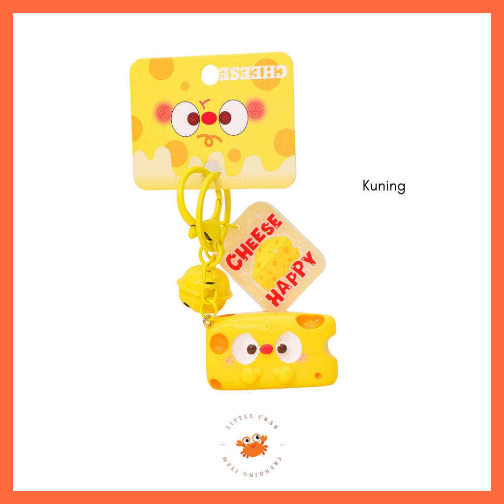 Pekanbaru Gantungan Kunci Motif Keju Cheese Keychain Karakter Unik Lucu Lonceng Cartoon Gemoy