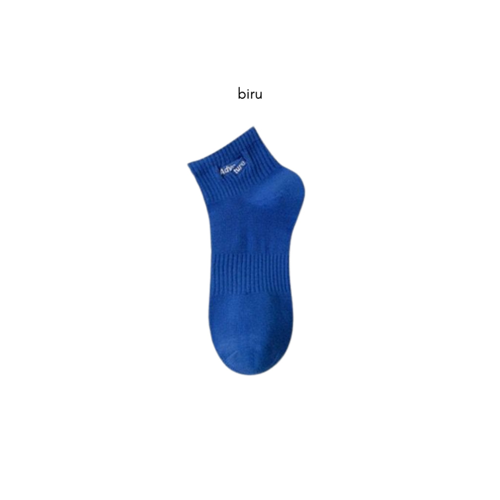 Pekanbaru Kaos Kaki Pendek Adventure High Quality Socks Simple Unisex Hitam Putih Biru Abu
