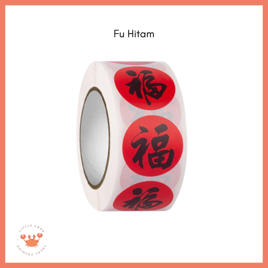 Pekanbaru Sticker Roll 500pcs Mini Fu  CNY Hok Merah Gold Tempelan Fuk Stiker Toples Buah Parcel