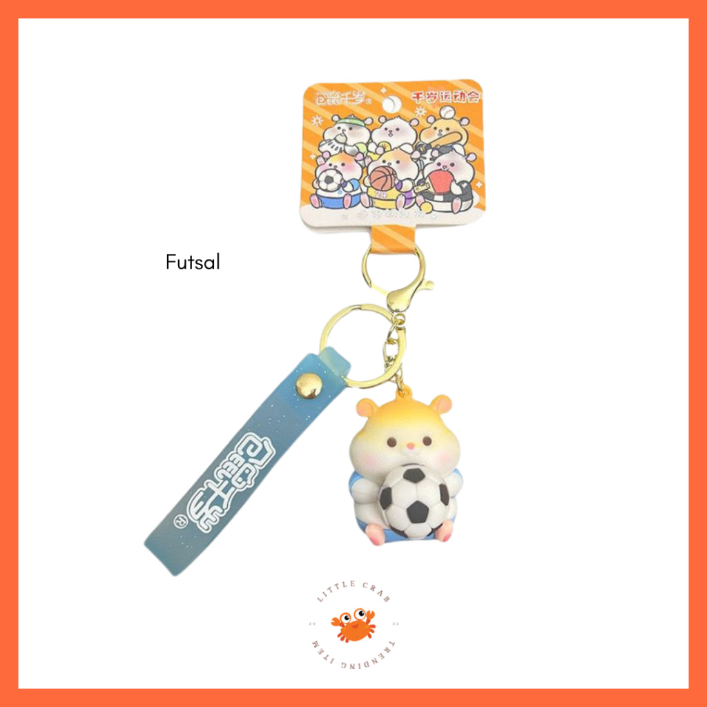 Pekanbaru Gantungan Kunci Hamster Olahraga Sport Keychain Gemoy Chubby Pet Aesthetic Cartoon