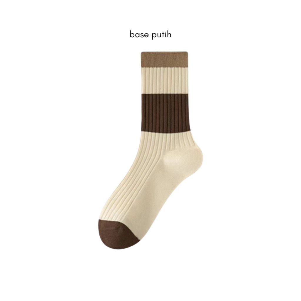 Pekanbaru Kaos Kaki Panjang Chocolate Latte Brown Long Socks Earth Tone Aesthetic Berkualitas