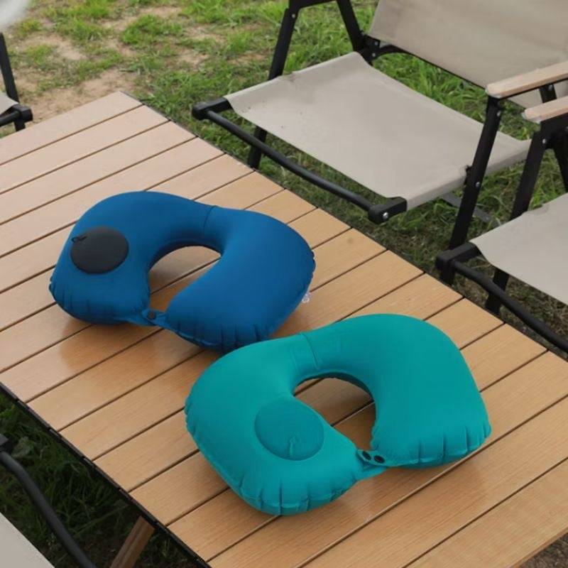 Pekanbaru Bantal Leher Kepala Angin Pompa Otomatis Traveling Inflatable Neck Cushion Head
