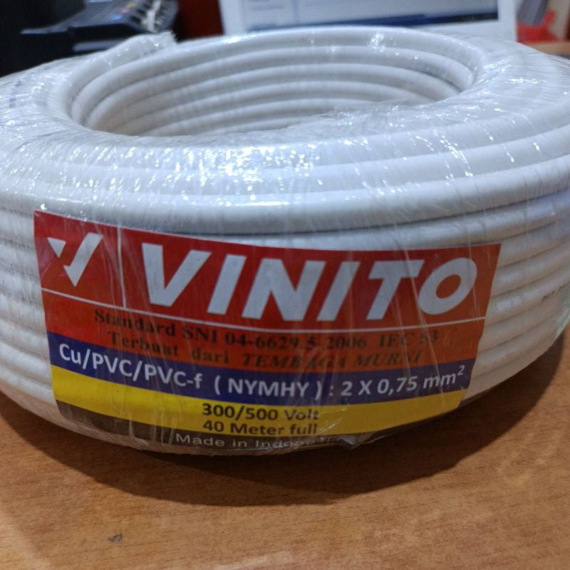 Pekanbaru Kabel Listrik / Kabel Serabut Vinito 2X0,75 Nymhy Per Roll 40Meter / Kabel Putih 2 X 0,75