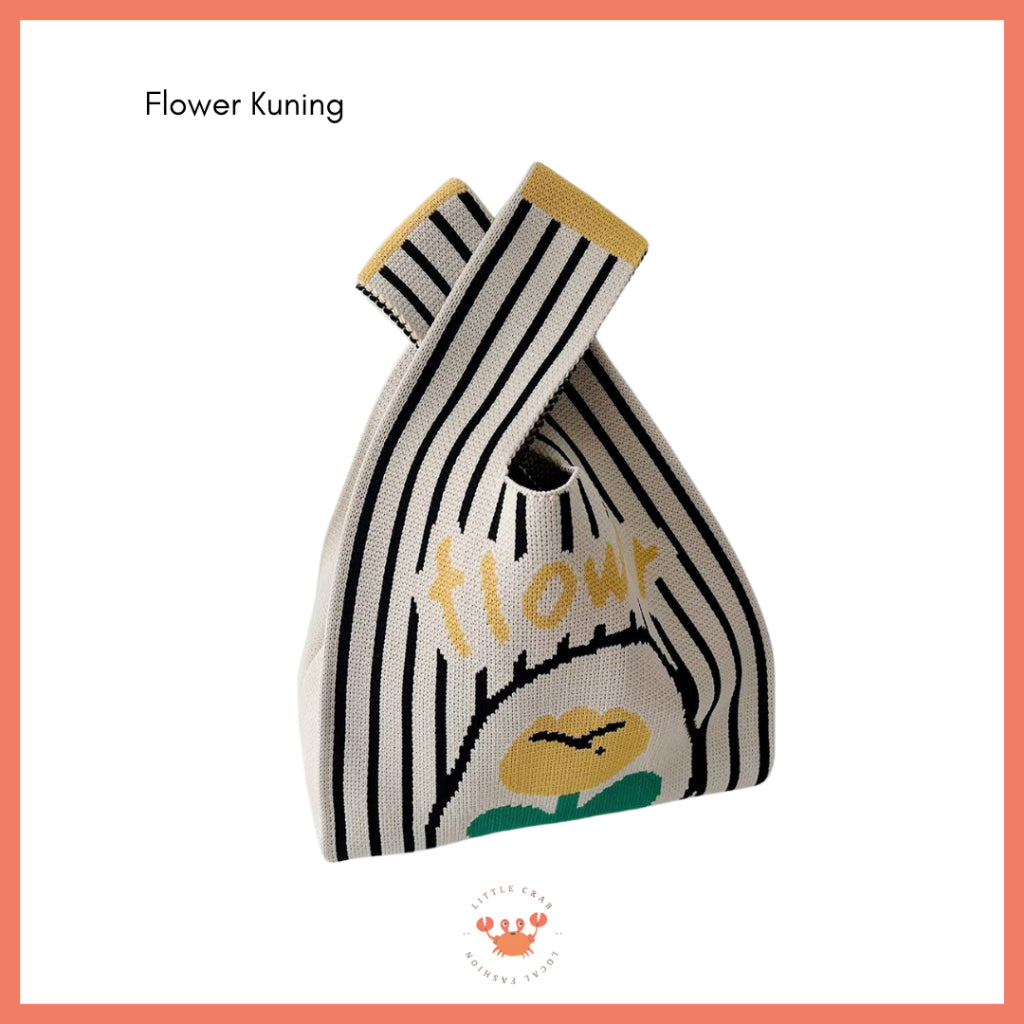 Pekanbaru Tas Rajut Bangkok All Motif Knit Knot Bag Mini Totebag Buffalow Unik Kanvas Premium