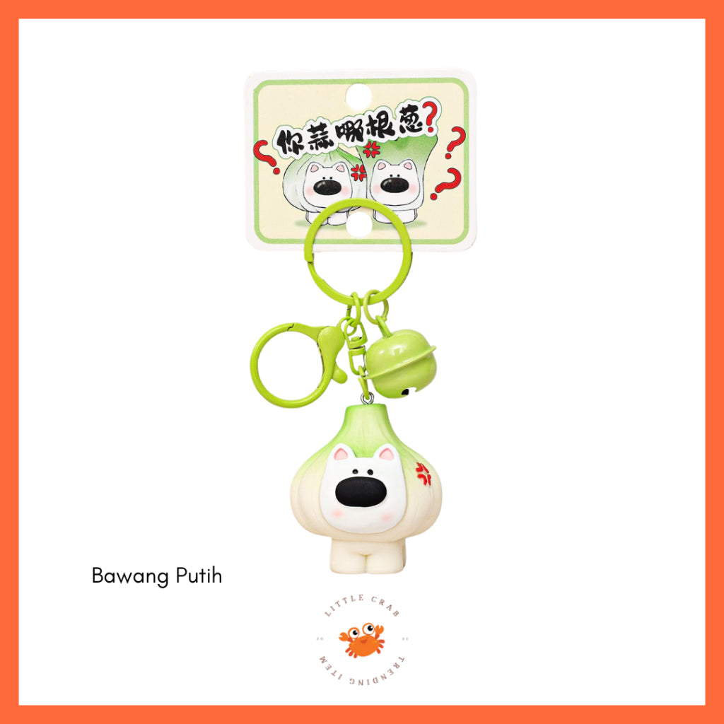 Pekanbaru Gantungan Kunci Motif Bawang Garlic Daun Bawang Keychain Unik Gemoy Hijau Putih Cartoon