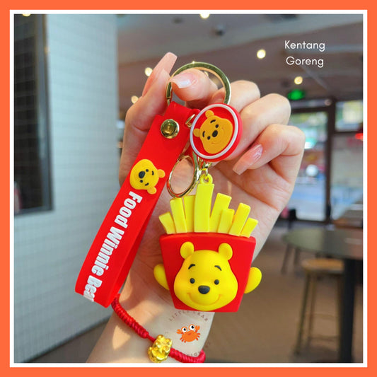 Pekanbaru Gantungan Kunci Winnie The Pooh Bentuk Makanan Burger Donat French Fries Keychain Food
