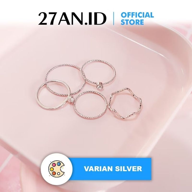 Pekanbaru Isi 4/8 Pcs  /Set Cincin Emas Hias Mutiara Gaya  Untuk Wanita