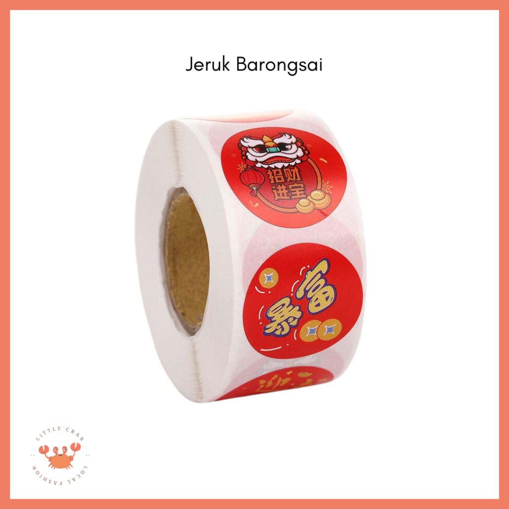 Pekanbaru Sticker Roll 500pcs Mini Fu  CNY Hok Merah Gold Tempelan Fuk Stiker Toples Buah Parcel