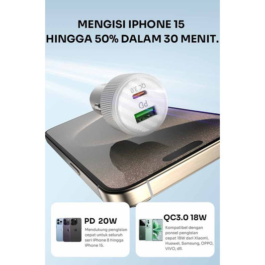 Pekanbaru Car Charger Robot Rt-C11 (Usb + Type C Port) 20W