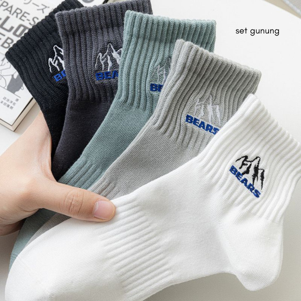 Pekanbaru Kaos Kaki Pendek Motif Gunung Bears High Quality Socks Unisex Simple