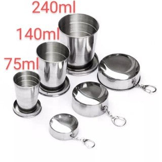 Pekanbaru Gantungan Kunci Unik Gelas Lipat Stainless Camping Kemping Folded Cup