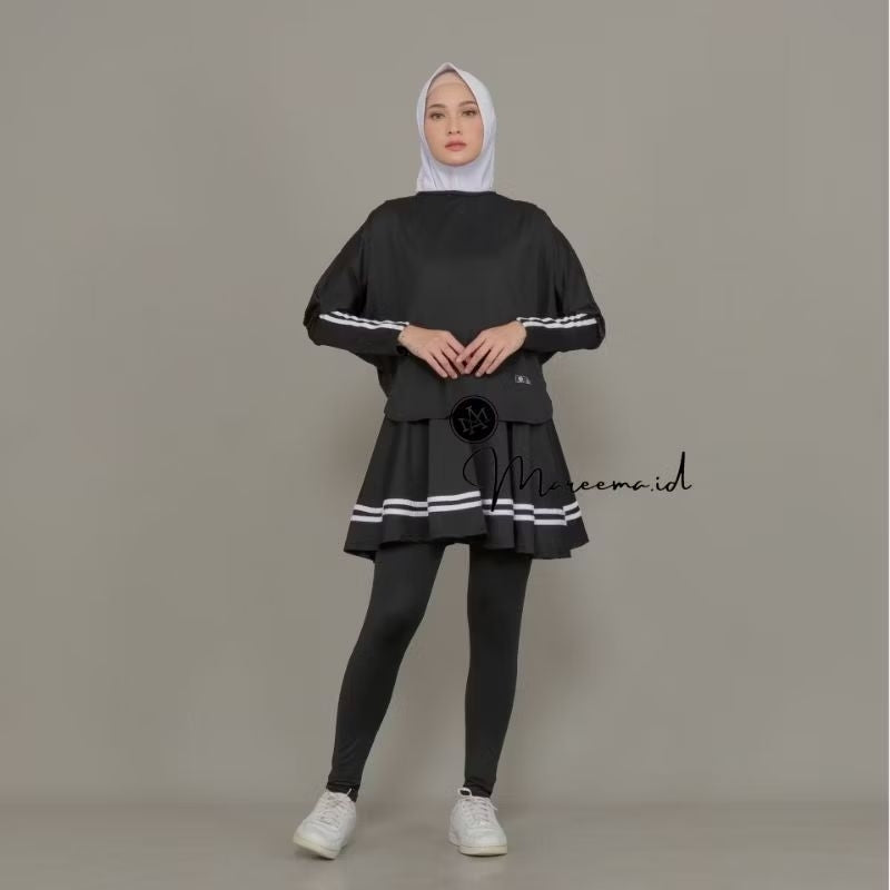 Pekanbaru Setelan Baju Olahraga Wanita Muslim Terbaru Leging Rok Skirt Perempuan  Sport