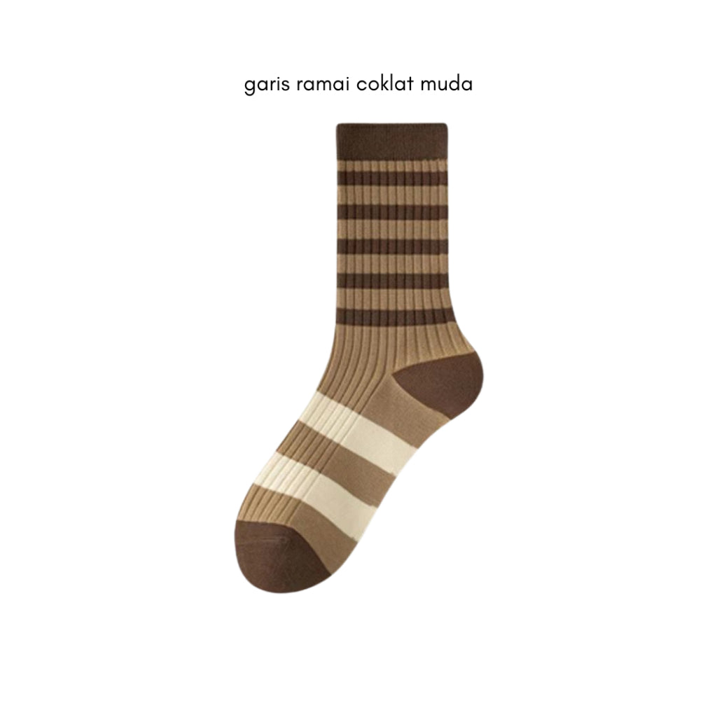 Pekanbaru Kaos Kaki Panjang Chocolate Latte Brown Long Socks Earth Tone Aesthetic Berkualitas