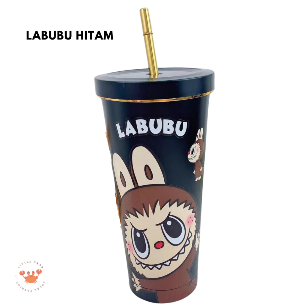 Pekanbaru Tumbler Labubu Termos Cafe Sedotan High Quality Stainless Steel Tahan Panas Dingin 750ml Botol Air Minum Tumblr