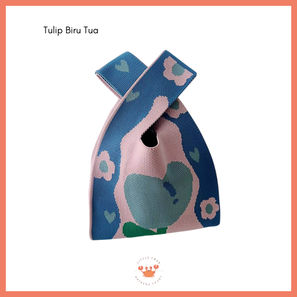 Pekanbaru Tas Rajut Bangkok All Motif Knit Knot Bag Mini Totebag Buffalow Unik Kanvas Premium