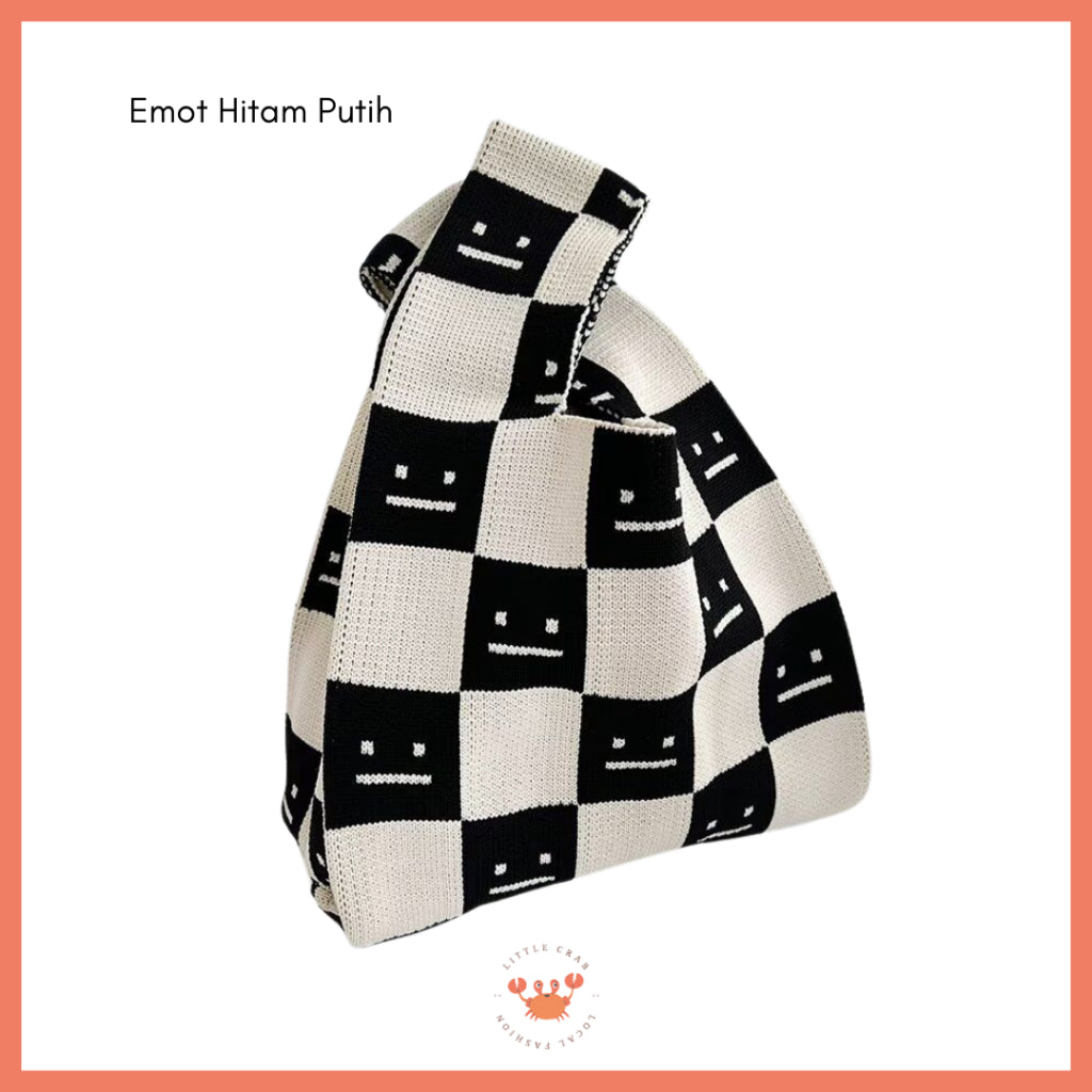 Pekanbaru Tas Rajut Bangkok All Motif Knit Knot Bag Mini Totebag Buffalow Unik Kanvas Premium