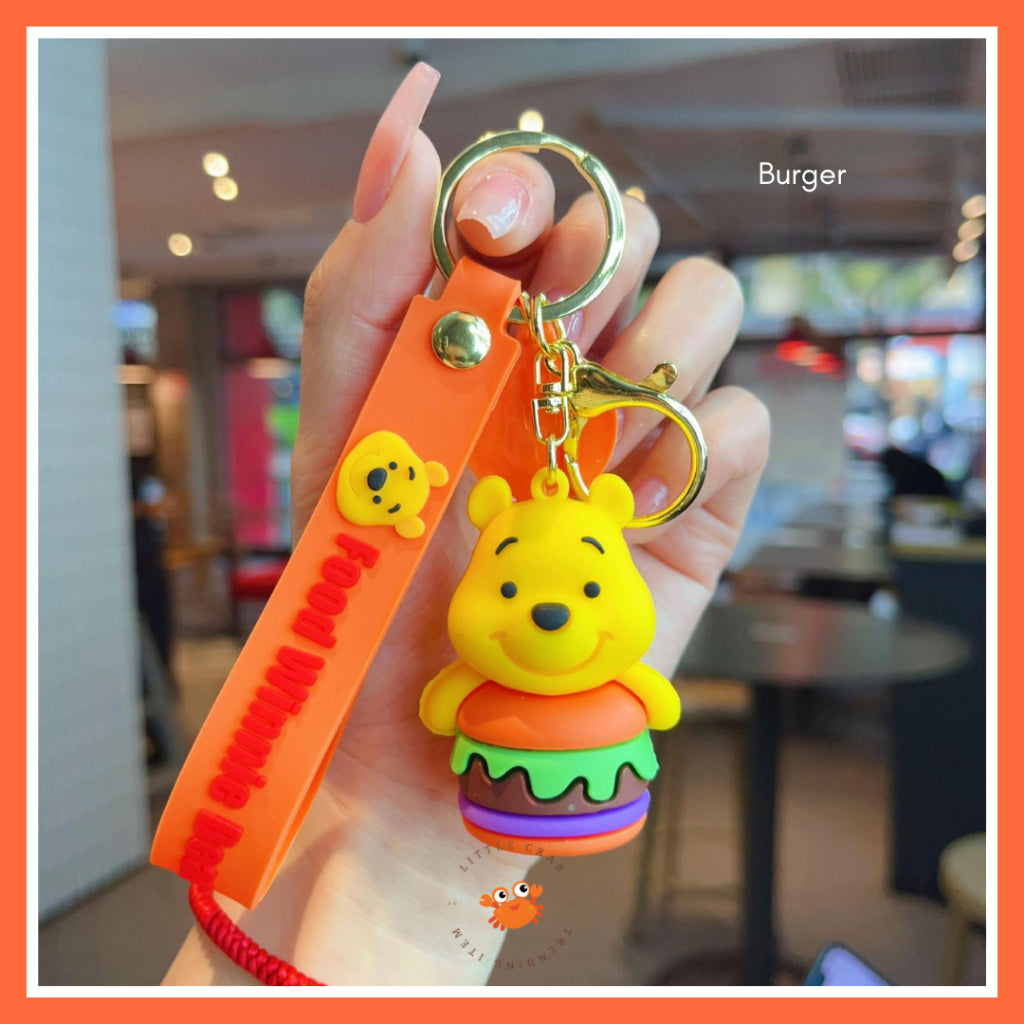 Pekanbaru Gantungan Kunci Winnie The Pooh Bentuk Makanan Burger Donat French Fries Keychain Food