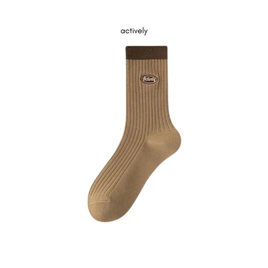 Pekanbaru Kaos Kaki Panjang Chocolate Latte Brown Long Socks Earth Tone Aesthetic Berkualitas