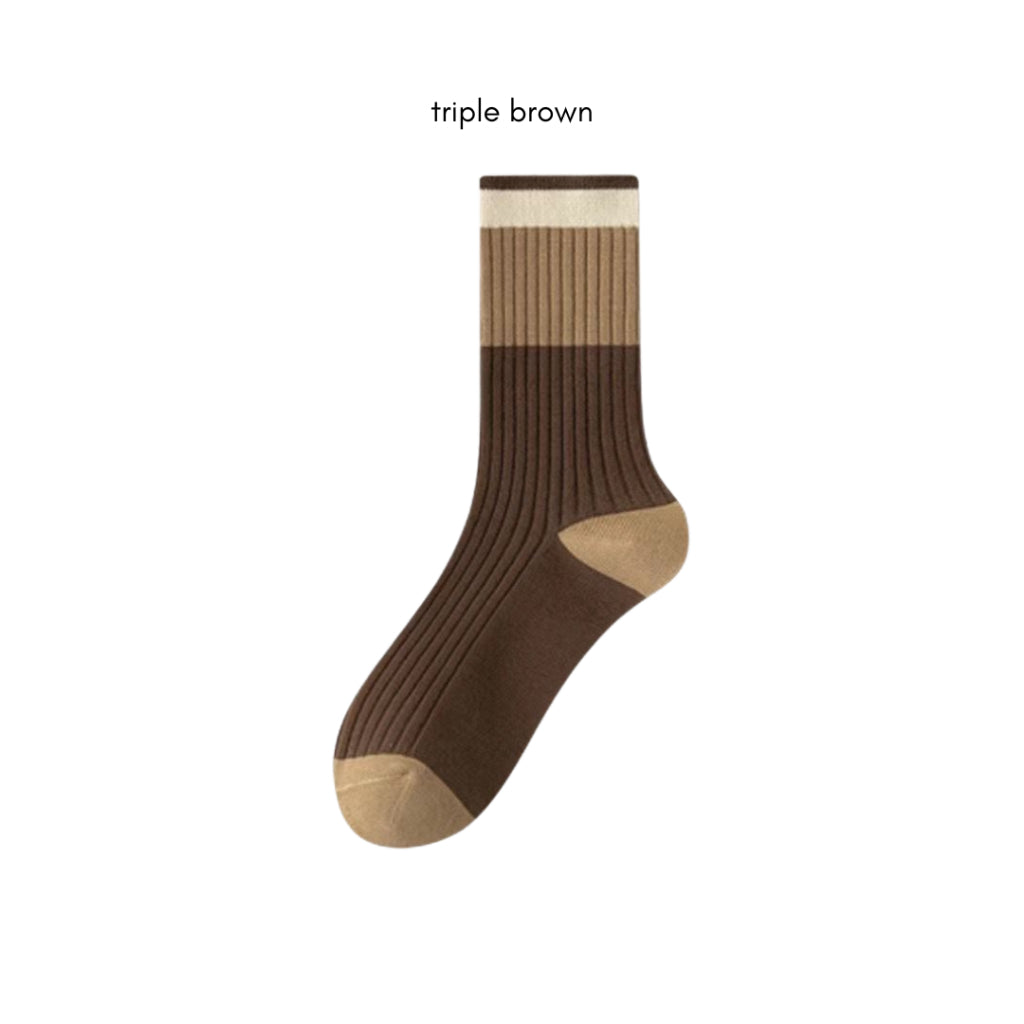 Pekanbaru Kaos Kaki Panjang Chocolate Latte Brown Long Socks Earth Tone Aesthetic Berkualitas