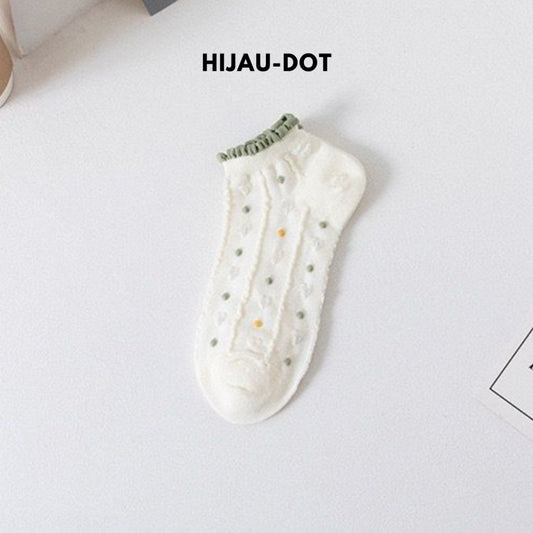 Pekanbaru Kaos Kaki Autumn Putih Rajut Bunga Warna Warni Simple Aesthetic Flower Vintage Korean