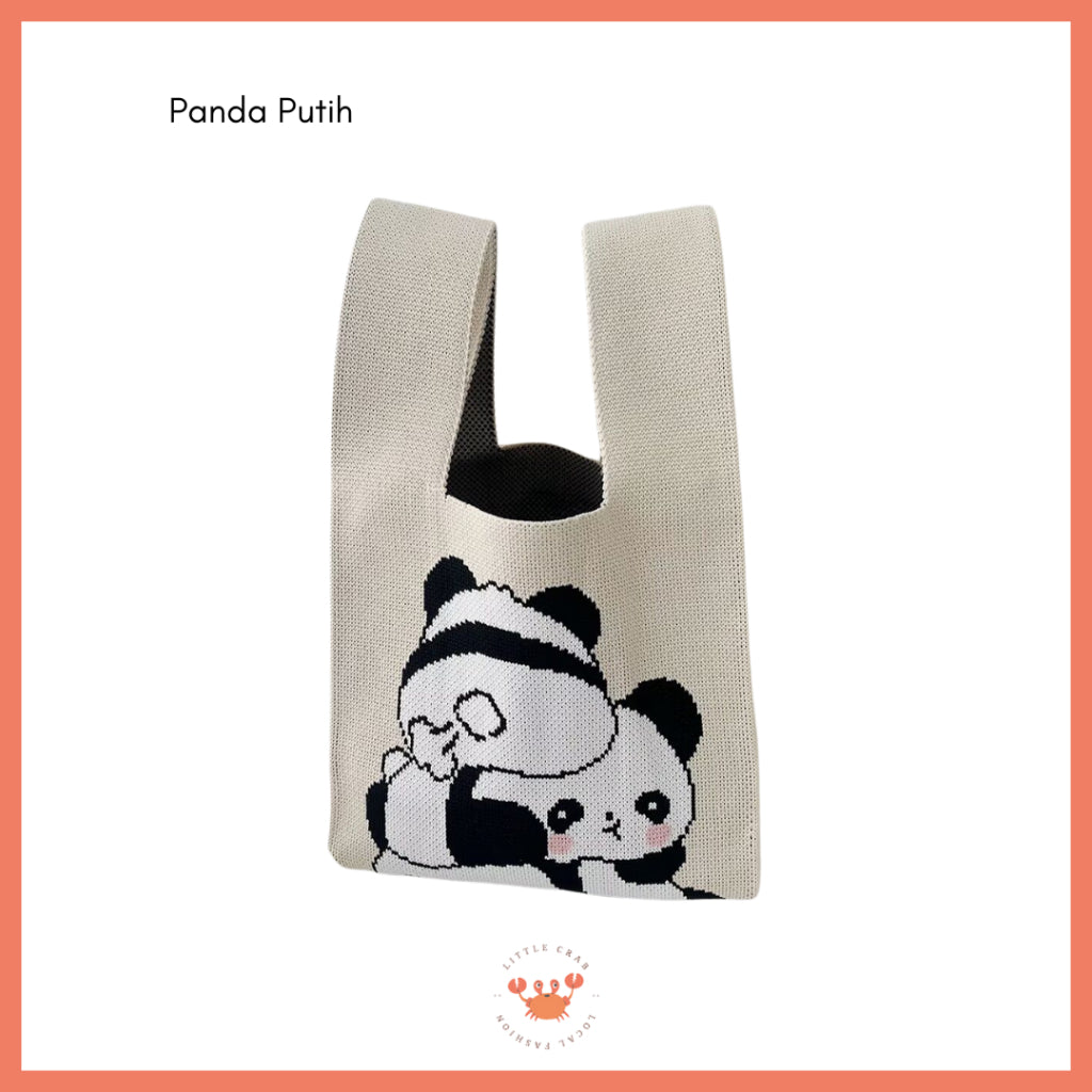 Pekanbaru Tas Rajut Bangkok All Motif Knit Knot Bag Mini Totebag Buffalow Unik Kanvas Premium