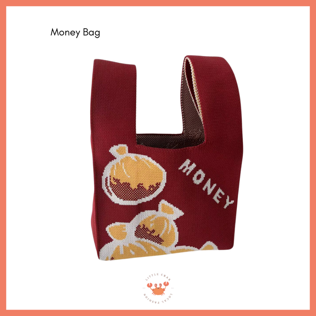 Pekanbaru Tas Rajut Bangkok All Motif Knit Knot Bag Mini Totebag Buffalow Unik Kanvas Premium