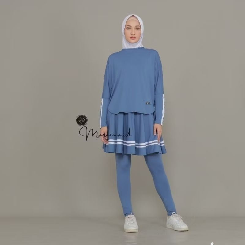 Pekanbaru Setelan Baju Olahraga Wanita Muslim Terbaru Leging Rok Skirt Perempuan  Sport