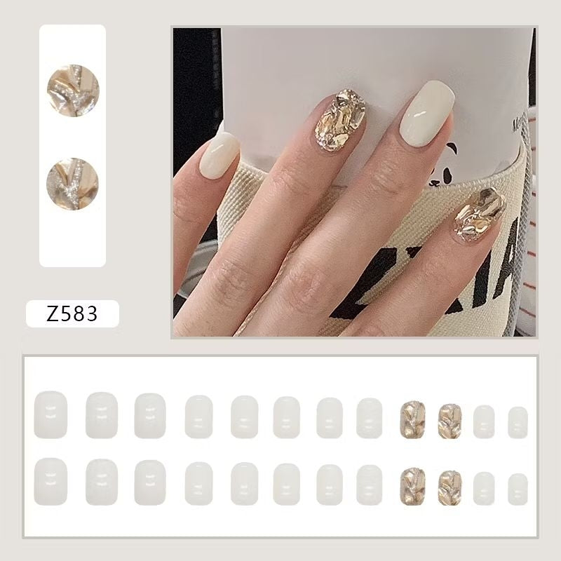 Pekanbaru (24Pcs Free Lem) Kuku Palsu Murah Tahan Air Fashion Nail Art 3D Korea Fake Nails Manicure