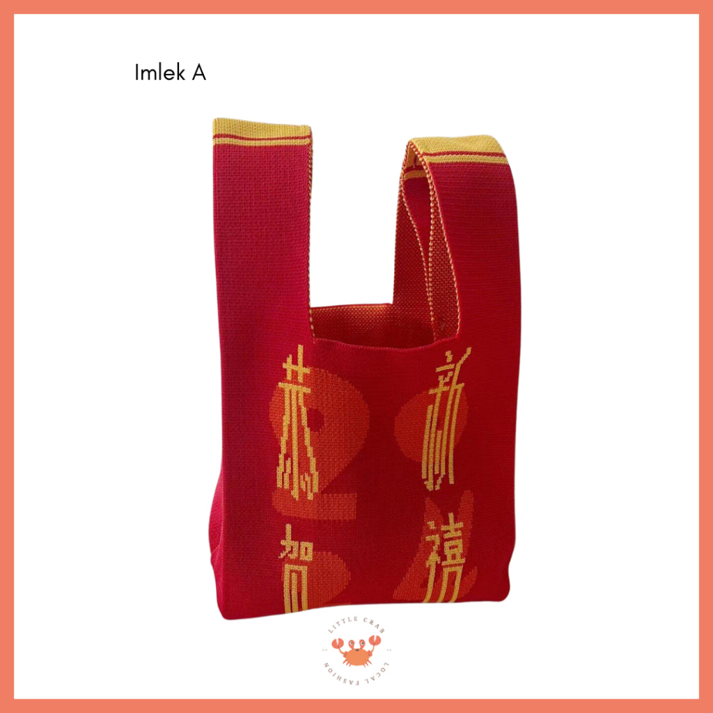Pekanbaru Tas Rajut Bangkok All Motif Knit Knot Bag Mini Totebag Buffalow Unik Kanvas Premium