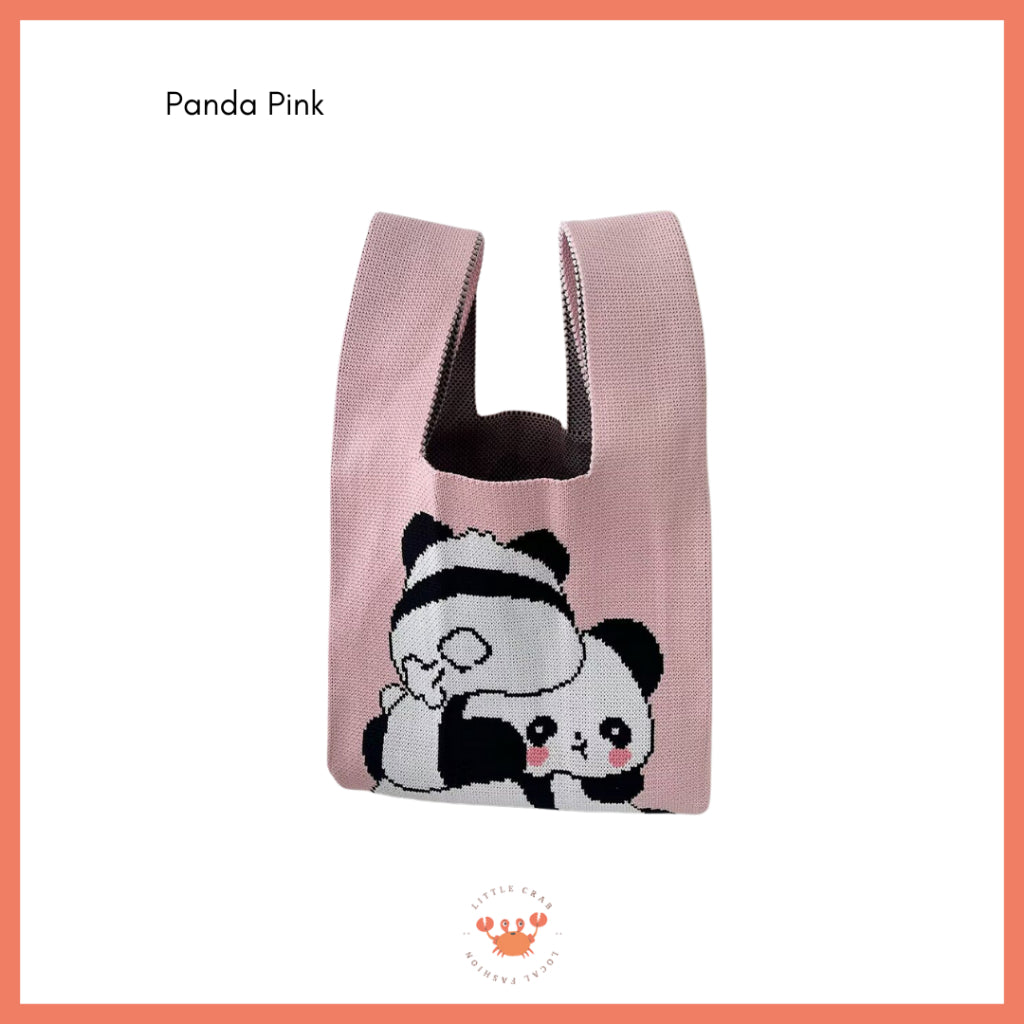 Pekanbaru Tas Rajut Bangkok All Motif Knit Knot Bag Mini Totebag Buffalow Unik Kanvas Premium