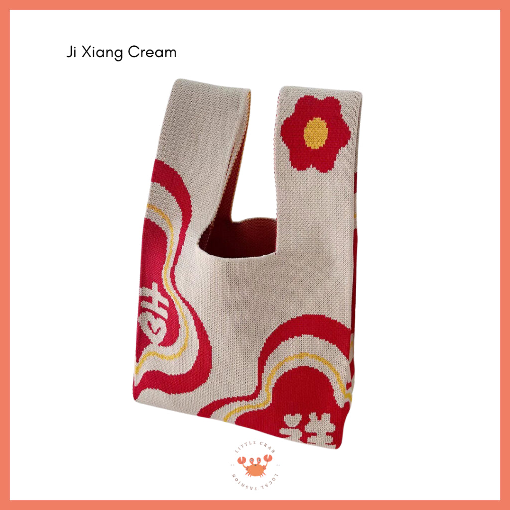 Pekanbaru Tas Rajut Bangkok All Motif Knit Knot Bag Mini Totebag Buffalow Unik Kanvas Premium