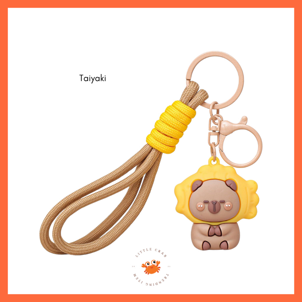 Pekanbaru Gantungan Kunci Capybara Taiyaki Paha Ayam Food Keychain Beruang Coklat Gemoy Cartoon