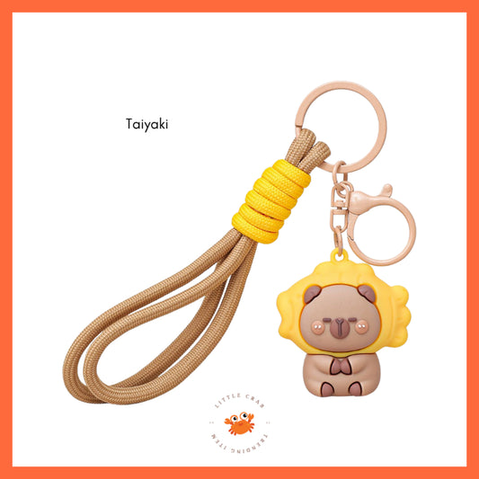 Pekanbaru Gantungan Kunci Capybara Taiyaki Paha Ayam Food Keychain Beruang Coklat Gemoy Cartoon