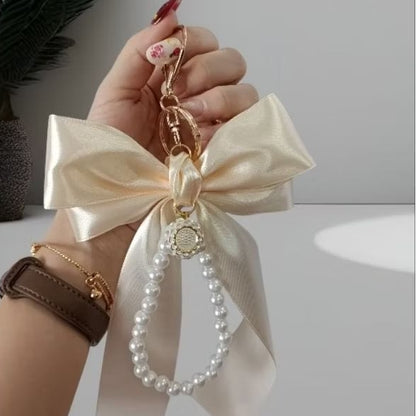 Pekanbaru Gantungan Kunci Clarice Satin Pita Mutiara / gantungan tas wanita