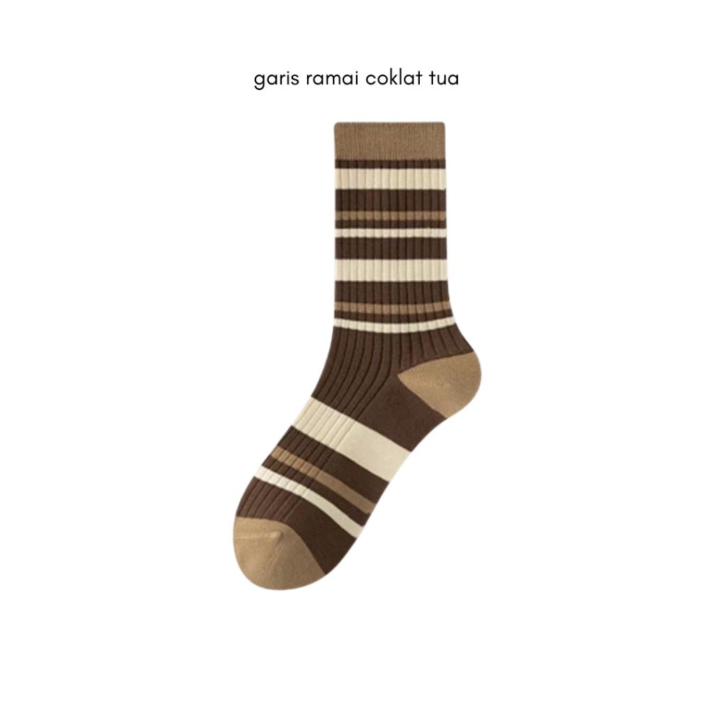 Pekanbaru Kaos Kaki Panjang Chocolate Latte Brown Long Socks Earth Tone Aesthetic Berkualitas
