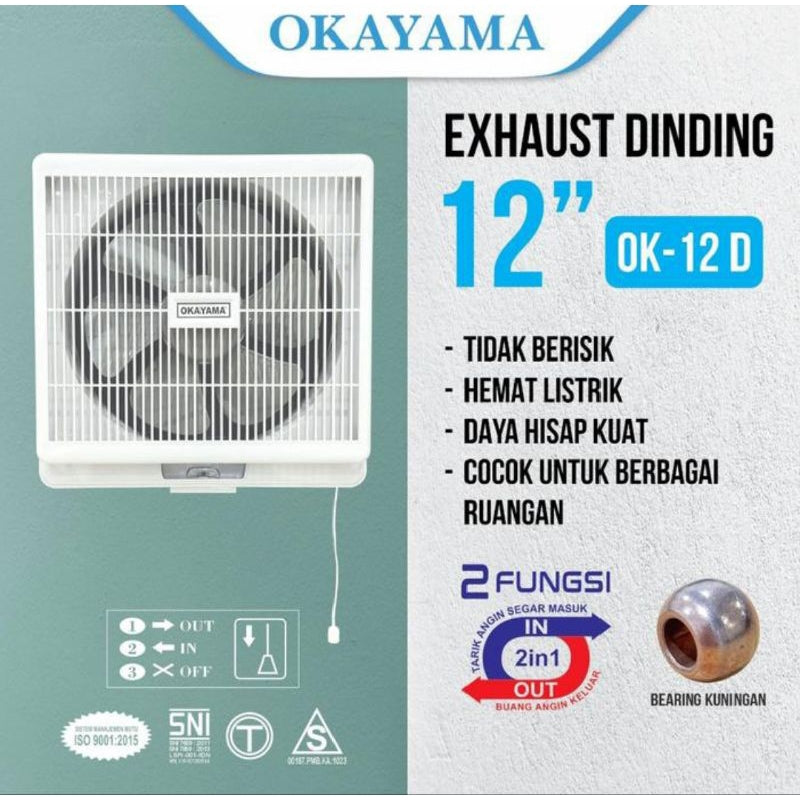 Pekanbaru Exhaust Fan Okayama 10Inch Dan 12Inch / Kipas Angin Exhaust Dinding / Hexos Fan / Kipas Angin Dinding