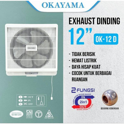 Pekanbaru Exhaust Fan Okayama 10Inch Dan 12Inch / Kipas Angin Exhaust Dinding / Hexos Fan / Kipas Angin Dinding