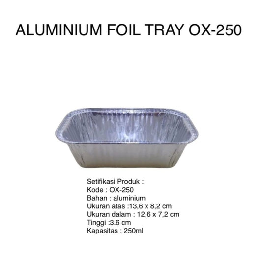 Pekanbaru (1 PCS) Alumunium Foil Tray OX-250 + Tutup untuk Mentai Lasagna Spaghetti Macaroni Pastel Klapertart