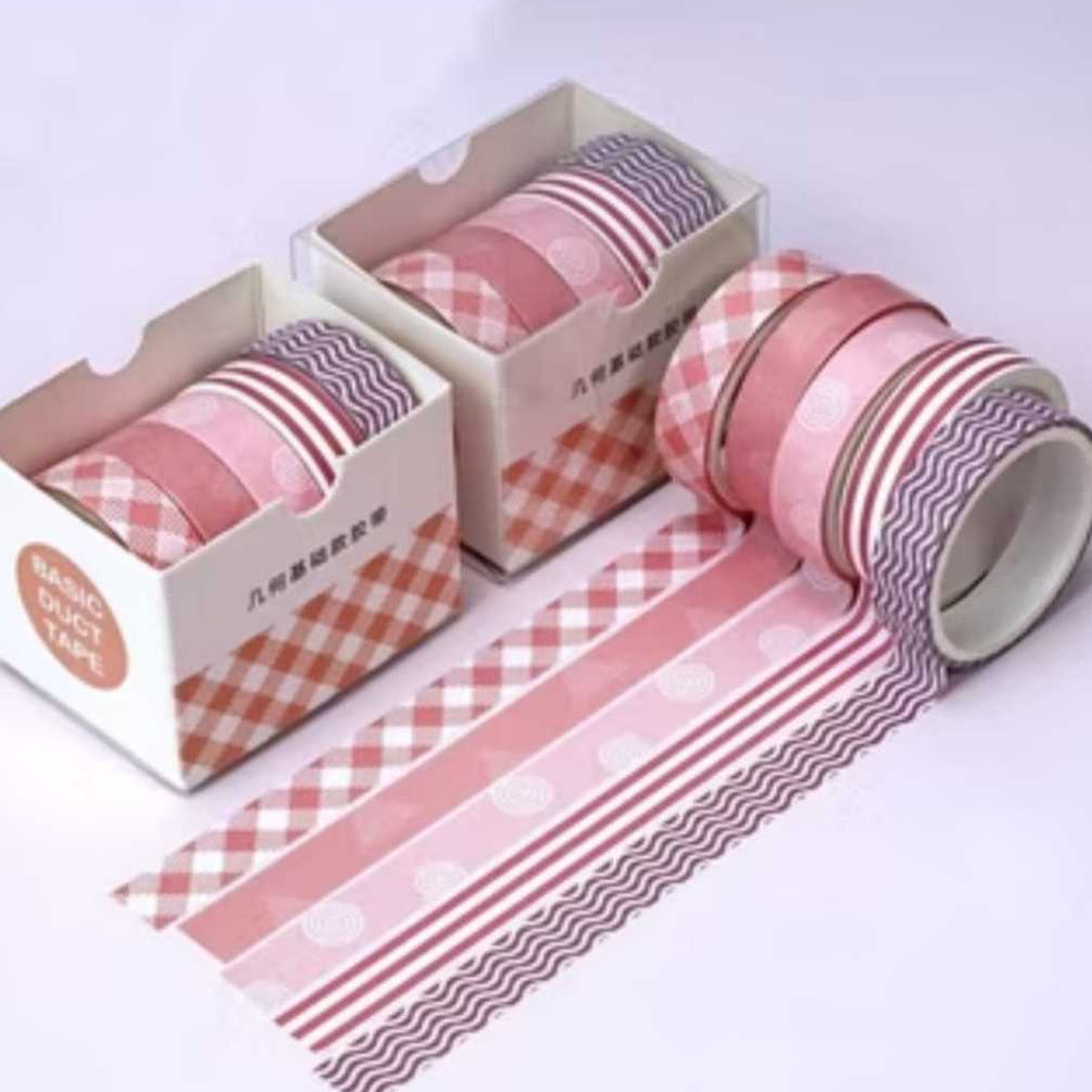 Pekanbaru Roll Masking Washi Tape Set 5 Pcs Basic Pattern Isi 5 Selotip Bahan Kertas Washi
