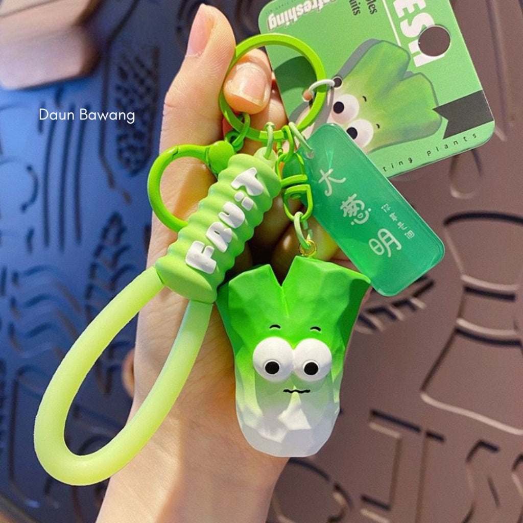 Pekanbaru Gantungan Kunci Motif Buah Sayur Mata Besar Cute Fruit Vegatable Keychain Gemoy Big Eye