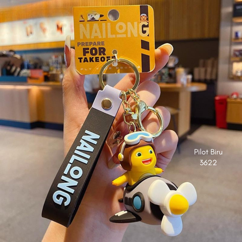 Pekanbaru Gantungan Kunci Nailong Dino Kuning Karakter Emoticon Full Body Badan Gemoy Keychain