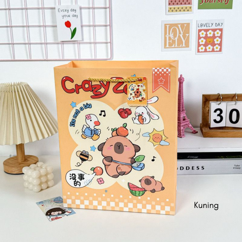 Pekanbaru Paper Bag Crazy Zoo Capybara Koala Panda Tas Kado Goodie Bag Kartun Tali Atas Souvenir