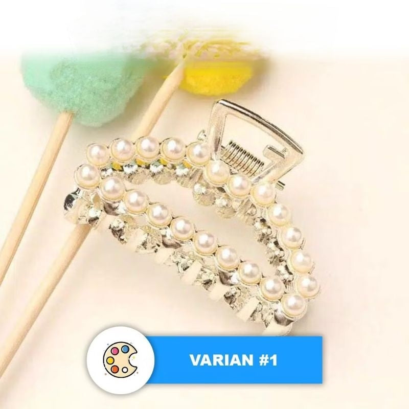 Pekanbaru Jedai 5Cm Mutiara Elegan / Jepit Rambut Alloy Korea Mutiara Permata