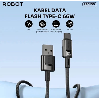 Pekanbaru Data Cable Robot Rzc100 Usb Type A To Type C 66W 100Cm